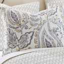 Levtex Home - Tamsin Grey Quilt Set - King Quilt + Two King Pillow Shams - Modern Paisley - Grey Taupe Off-White - Quilt Size (106x92in.) and Pillow Sham Size (36x20in.) - Reversible - Cotton