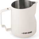 MHW-3BOMBER Milk Frothing Pitcher 12oz/350ml Milk Frother Cup Espresso Steaming Pitcher Stainless Steel Milk Frother Cup Barista Latte Art Round Spout Milk Jug White P6013W-OS