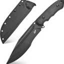 Eafengrow EF151 Fixed Blade Knife N690 Steel Blade Micarta Handle Full Tang EDC Tool Straight Knife for Working Camping Survival (black)