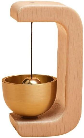 Japanese Brass Doorbell Chime - Wooden Magnetic Entryway Bell for Home Office Shop - Welcome Gift