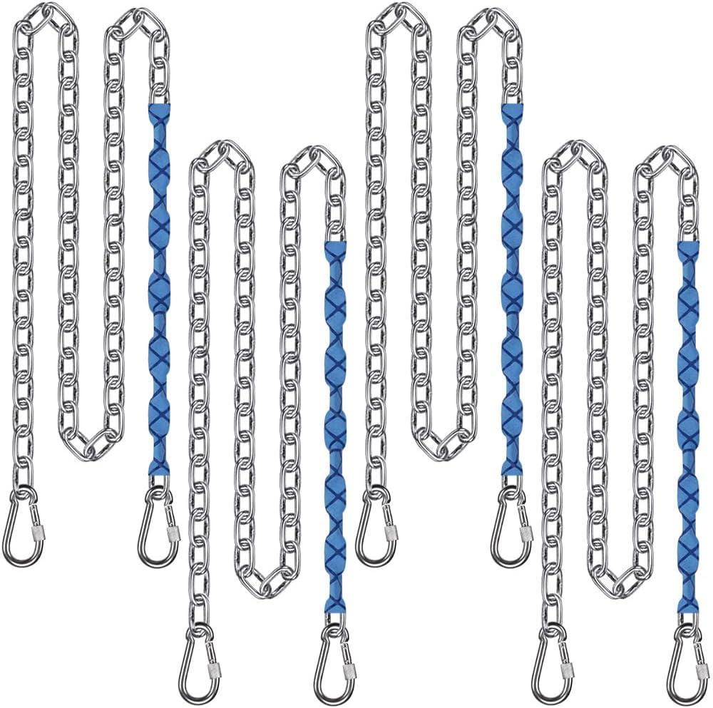 BeneLabel 4-Pack 85" Stainless Steel Swing Chains with Handle Grip Sleeve and Quick Connect Buckles, Heavy Duty Hanging Kit for Hammock Chairs, Porch Swings, Punching Bags, and More, 1000 lbs Capacity