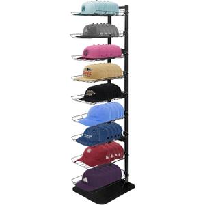 Hat Display 9 Tier, Hat Rack Stand Up to 70 Caps, Metal Hat Stands for Multiple Hats, Commercial Retail Hats Display, Upgrade Black