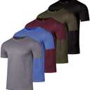 Real Essentials 5 Pack Men’s Active Quick Dry Mesh Crew Neck T Shirts | Athletic Short Sleeve Tee (3XL: Black, Red, Blue, Gray), (2XL: Green)