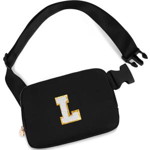 3 x Graduation Gifts for Him - Crossbody Bag for Men, Sling Bag / Waist Pack for Travel & Sports, Initial White L, Black