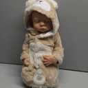 BABESIDE Drink and Wet Reborn Baby Doll  17 Inch Realistic Sleeping Newborn, Can Drink Water & Pee, Full Body Soft Vinyl Real Life Baby Doll Girl in Bear Outfit, for Kids Age 3+