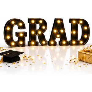 Graduation Decorations LEDMarquee Light Up Letters 'Grad ' - Graduation Party Decor for Kindergarten Preschool High School College Graduation