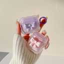 3 x Ownest Compatible with AirPods Pro 2 / AirPods Pro(2019) Case Soft Clear TPU with Cute 3D Colour Bow Design Shockproof Keychain Cover for Girls Woman Airpods Pro 2-Pink