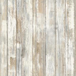 RoomMates RMK9050WP White Distressed Wood Peel and Stick Wallpaper 20.5 x 16.5 FT