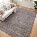 Kuden 5x7 Area Rug, Machine Washable Area Rug with Non-Slip Backing, Vintage Style, Soft, Easy Clean, Low Pile Rug for Living Room, Bedroom, Dining Room