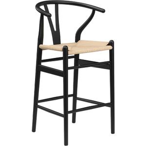 Farini Fully Assembled Wishbone Barstool,Weave Counter Height Bar Stool for Kitchen Island,Beige