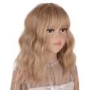 Kids Blonde Wig, Short Wavy Blonde Child Wig With Bang Synthetic Halloween Cosplay Blonde Hair Wigs for Kids Girl