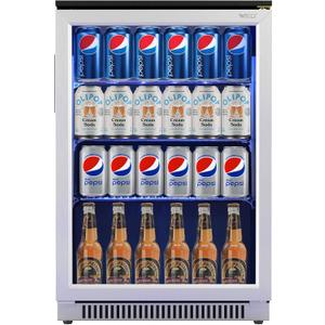 Weili 20 Inch Built in Beverage Fridge with Glass Door, 120 Can Under Counter Soda Beer Drink Refrigerator with Blue LED Light for Home Office or Bar, 36-50F Auto Defrost