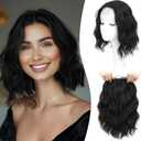 Hair Toppers for Women With Thinning Hair 10 Inch, 360° 3D Synthetic Lightweight & Breathable Short Wavy With 6.5"x6.5" Base, Quick Styling for Daily Wear, Natural Black