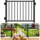 W.4ft x H.36in Aluminum Deck Gate Outdoor, Cuttable Porch Gate Kit with Latch and Auto-Closing Hinge, AAMA 2604Grade Sand-Texture Black Outdoor Gate for Deck Railing Patios, Porch, Garden