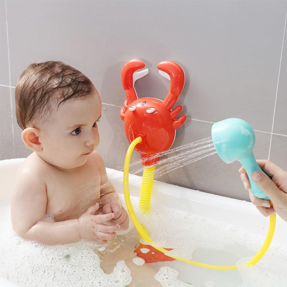 Baby Bath Shower Head for Toddlers 1-3 Baby Bath Toy with Sprinkler, Mambobaby Bathtub Shower Rinser Toy Electric Shower Sprinkler Sprayer Toy for Boys Girls Infants Kids, Crab
