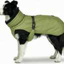 Dog Winter Coat, Warm Puffer Jacket with Fur-Safe Buckle & Leash Hole for Cold Weather, Water-Repellent Snow Vest, Breathable Thermal Apparel for Hiking & Active Dogs (Green, X-Large)