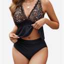 Edelqual Womens Swimsuits Tankini Two Piece Bathing Suits Tummy Control High Waisted Bikini Set 2025 Ruffled Swimwear, Black Floral, L