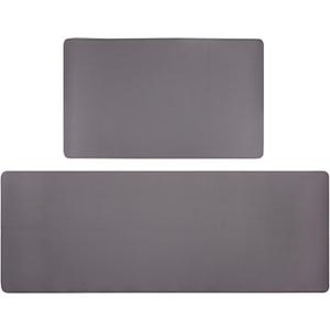 Lyeasw Grey Kitchen Mats 2 Pcs, Non-Slip Waterproof PVC Kitchen Rug Mat Set, Cushioned Anti Fatigue Kitchen Mats for Floor, Sink, 17"x47"+17"x29"