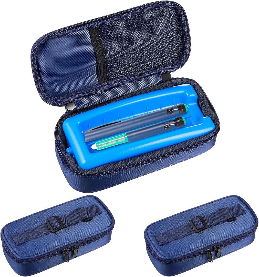 2 Set Insulin Pen Cooler Travel Case Diabetic Medication Carrying Insulated Bag Keep Medicine Cool Portable Injection Medical Bottle Storage with Protective Ice Brick,7.9x3.5x2 in