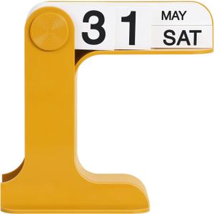 Desk Calendar Standing Flip, Creative Perpetual Flip Calendar, Durable PP Material Daily Desktop Calendar with Large Display, Simple Sleek Desk Accessories for Home Office Decor, Mustard Yellow