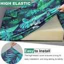 pickyNproud 8Pcs Patio Cushion Covers Stretch Outdoor Couch Cushions Slipcovers Replacement Washable Furniture Protector with Elastic Bottom Sofa Chair Seat Cover, Palm Leaves (27"D x 27"W x 8"H10
