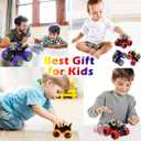 CozyBomB Friction Powered Monster Trucks Toys for Boys/Girls - Push and Go Car Truck Playset, Inertia Vehicle, Kids Birthday Christmas Party Supplies Gift 3 Years Old (Purple, Red, Orange, Green) (4-packs)