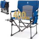 EVER ADVANCED Camping Directors' Chair with Side Table, Portable Folding with Compact Size, Heavy Duty Lawn Chair with Pocket for Camping, Lawn, Sports and Fishing, 400lbs, Blue, 19.75 x 19.75 x 6 inches