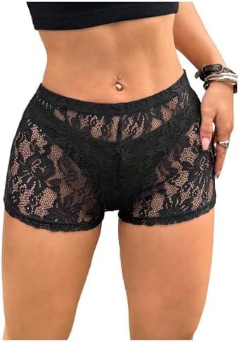 Milumia Women's Sheer Mesh Lace See Through Micro Shorts Y2k Rave Going Out Concert Mini Booty Shorts XS