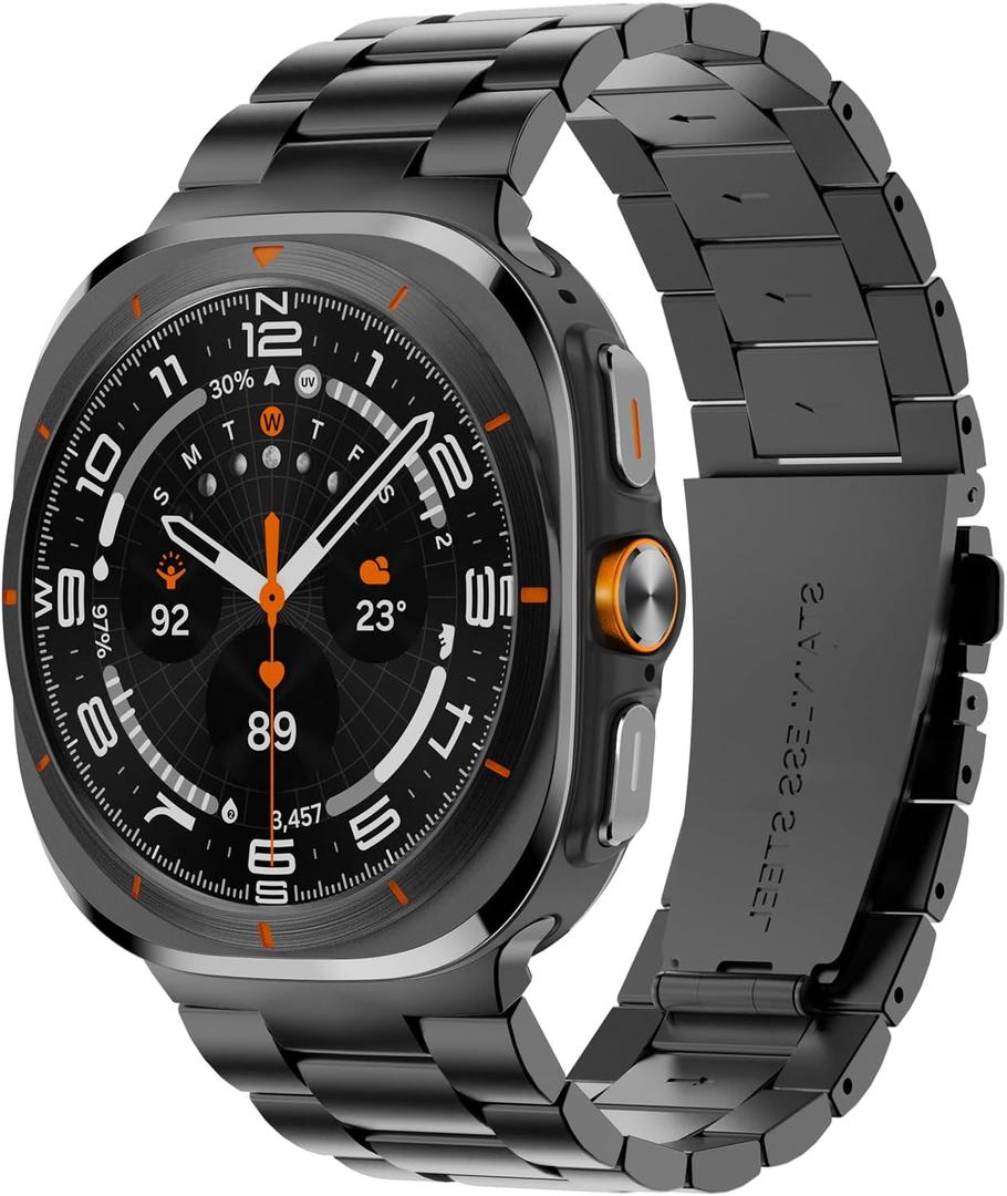 Band Compatible with Samsung Galaxy Watch Ultra 47mm(2025/2024),Metal Stainless Steel Bands Strap Men Women,NOT for Galaxy Watch 8 7 6 5 4 Band 40mm 44mm 45mm/Watch 8 6 4 Classic 42mm 46mm 43mm 47mm (BLACK)
