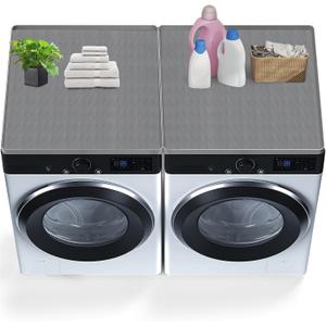 2PCS Washer and Dryer Covers for The Top, 27In X 27In Silicone Dryer Top Protector Mat, Waterproof, Scratch Resistant, Washable, Dryer Countertop for Home Kitchen and Laundry Room (Grey-2Pack)