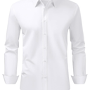 Alimens & Gentle Men's Dress Shirt Regular Fit Stretch Stain Shield Long Sleeve Solid Business Wedding Button Down Shirts, XL
