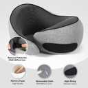 NOCRLG Travel Pillow, Travel Neck Pillow for Airplanes Car, 100% Pure Memory Foam Travel Pillow, Sleeping Essentials for Long Flight 360 Head Support Degree Comfort and Breathability (Grey)