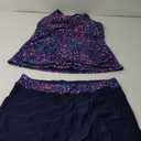 Women 2 Piece Flowy Tankini Swimsuits with Boyshorts V Neck Swim Tank Tops Bathing Suits Modest Swimwear Dark Blue 18W, XS