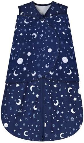 Newborn Sleep Sack Baby Swaddle,Swaddle me 0-3 Month,3-Way Adjustable Wearable Blanket,100% Rayon Cotton Swaddling Sleeping Bag TOG 0.5 (Starry Sky, 0-3 Months)
