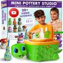 Precision Mini Pottery Wheel for Kids - Complete DIY Pottery Studio Kit with High Power Motor & Air Dry Clay - Create 12 Miniature Projects - Great for Kids Ages 8-12, Engineered for Perfect Creations