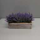 Fake Lavender Flower Arrangement in Rustic Rectangular Wood Planter Box Artificial Potted Lavender Plant for Gifts Farmhouse Wedding Centerpiece Kitchen Windowsill Table Shelf Indoor Greenery Decor
