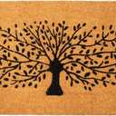 Extra Large Floor Mat for Patio Decor, Coco Coir Mats with PVC-Backing, Non Slip Mat for Farmhouse and Home Decor, Rustic Patio Mat with Beautiful Tree Print, Beige, 47"x22"