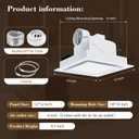 12" Ultra Quiet Bathroom Exhaust Fan with 6500K LED Light, 1.0 Sone 120 CFM, 10x10 Mount, 1500 LM Ceiling Ventilation Fan, Energy Efficient (3500K LED-W)