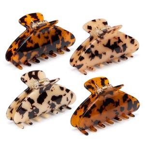 4 Pack 3.34 In Tortoise Shell Celluloid Hair Claw Clips for Women