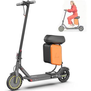 Qlaway Electric Scooter with Seat for Adults, 8.5''/10'' Solid Tires, 19/22MPH, 350W Powerful Motor, 15/22 Miles Range, Portable & Folding Commuter Escooter with Dual Braking, Smart APP