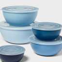 10pc Plastic Mixing Bowl Set with Lids Blue - Room Essentials™