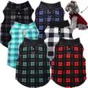 Goaste 6 Pack Fleece Dog Sweaters, Turtleneck Dogs Sweatshirt with Leash Ring, Soft Winter Dogs Clothes, Plaid Dog Outfits Vest for Cats, Assorted Colors (Large)