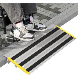 3" Rise Door Threshold Ramps for Doorways, Stable Yellow Edge, Aluminum Wheelchair Ramp for Home Steps, Adjustable Modular Entry Ramp for Scooters, Power Chairs, 880LBS Load Capacity