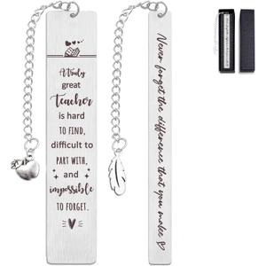 Teacher Appreciation Gifts Teacher Gifts for Women, Thank You Retirement Graduation End of Year Gift for Teacher Bookmark (0.39*5.12in, Teacher 02 Silver)