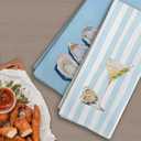 Blue Coastal Beach Oyster Cocktail Bar Kitchen Towels Set of 2, Summer Coastal Dish Tea Towels, Cocktail Gifts Decorative Hand Towel for Kitchen Home Bar Cart Decor, 16X24In