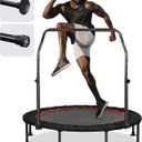 KENSONE 48" Foldable Spring Mini Trampoline for Kids and Adults, Indoor/Outdoor Fitness Rebounder with Adjustable Foam Handle, Max Load 450 lbs