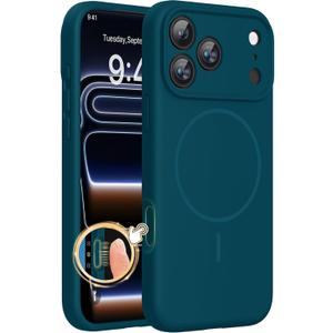 Miracase Magnetic for iPhone 17 Pro Max Case, [Soft Anti-Scratch Microfiber Lining], Compatible with MagSafe, Liquid Silicone Case Shockproof Drop Protection Phone Case for 17 ProMax, Teal