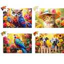 4 Pack 36 Large Piece Puzzles for Seniors, Dementia Puzzle Alzheimer's Activities for Seniors Dogs Parrots Cats Owls Easy Puzzle Memory Games for Seniors Gift for Elderly Seniors Adult