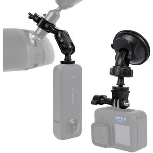 PellKing Dash GoPro Mount Rear View Mirror Holder Suction Cup Kit with Compatible with Insta360 X5/X4/X3,One R,Rs,GoPro 11,10,9,8,7,6,5 etc and Other Action Cameras