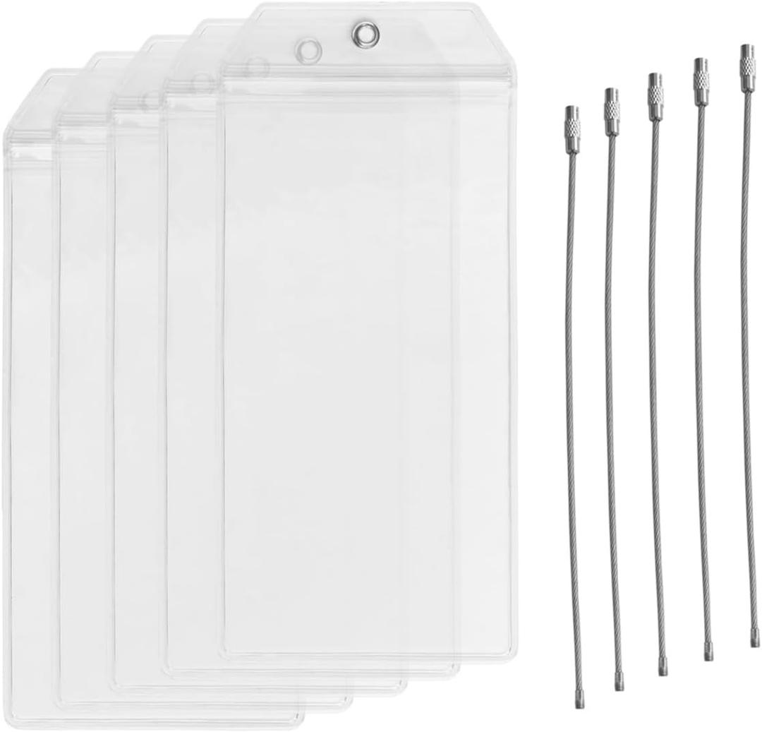 5 Pack Cruise Luggage Tags, PVC Holders Fitting for Printing Label Tags, Waterproof with Resealable Zipper & Steel Loops
